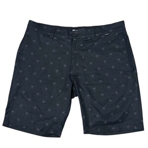 Travis Mathew Men’s Flat Front Shorts Black Purple Palm Tree Print 36in